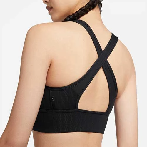 Women's Nike Dri-FIT Swoosh Medium-Support Padded Longline Printed Sports Bra - Black Tops 6 Women's Nike Dri-FIT Swoosh Medium-Support Padded Longline Printed Sports Bra - Black Tops