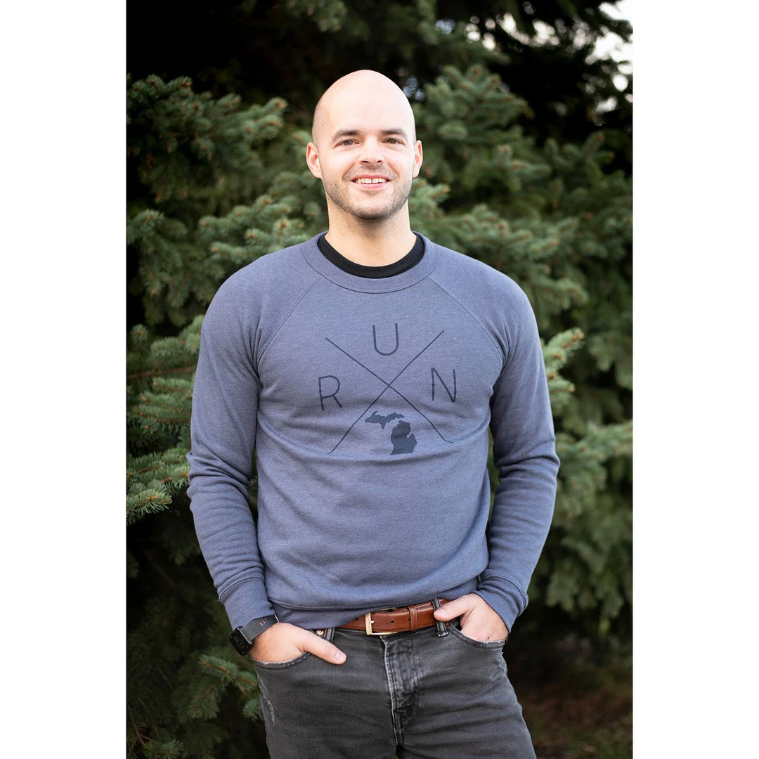 Gazelle Sports Apparel Unisex RUN X Raglan Sweatshirt - Heather Navy 2 Gazelle Sports Apparel Unisex RUN X Raglan Sweatshirt - Heather Navy