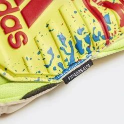 Adidas Classic Pro Finger Save Gloves - Solar Yellow / Active Red / Football Blue Soccer Accessories