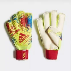 Adidas Classic Pro Finger Save Gloves - Solar Yellow / Active Red / Football Blue Soccer Accessories