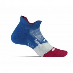 Feetures Unisex Elite Light Cushion No Show Tab - USA Blue Socks