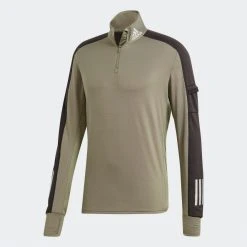 Adidas Men's Own The Run 1/2 Zip Warm Sweatshirt - Legacy Green Tops