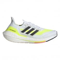 Adidas Women's Ultraboost 21 Running Shoe - Footwear White/Core Black/Solar Yellow - Regular (B)