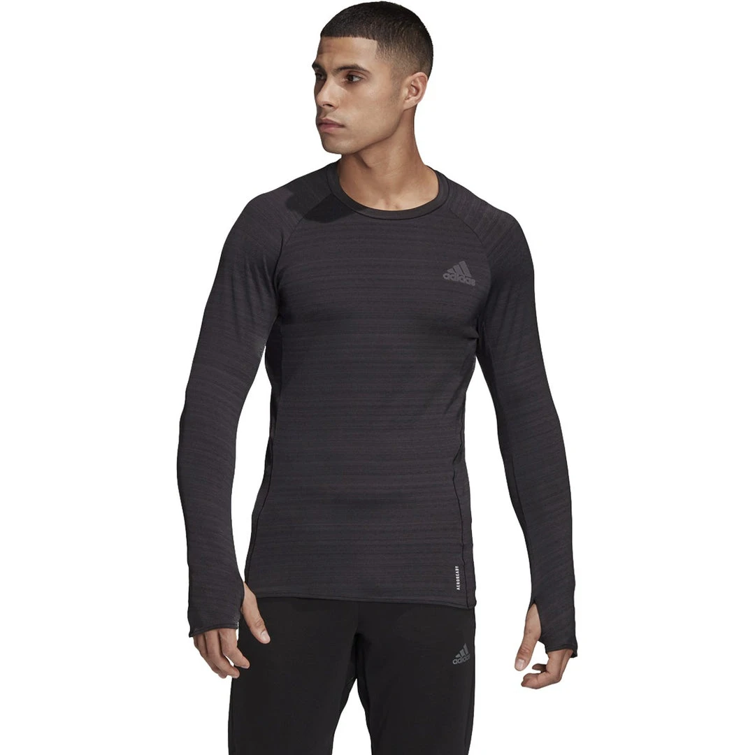 Men's Adidas Runner Long Sleeve Tee - Black Apparel 1 Men's Adidas Runner Long Sleeve Tee - Black Apparel