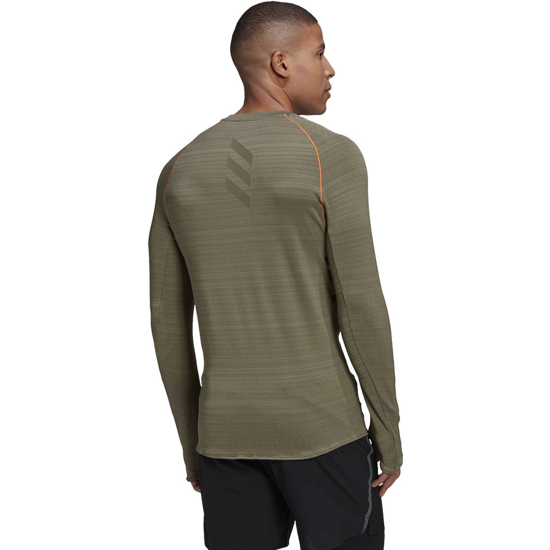 Adidas Tops Men's Runner Long Sleeve Tee - Legacy Green 2 Adidas Tops Men's Runner Long Sleeve Tee - Legacy Green