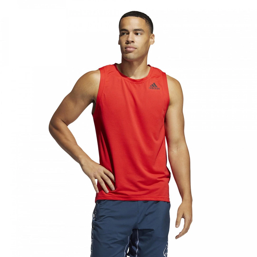 Adidas Tops Men's Aero 3S Tank - Vivid Red 2 Adidas Tops Men's Aero 3S Tank - Vivid Red