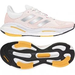Adidas Women's Solar Glide 5 Running Shoe - Core White/Silver Met/Lt Flash Orange - Regular (B) Shoes