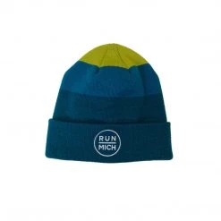 Boco Gear Unisex RUN MICH Stripe Cuffed Beanie - Lime/Blue Hats