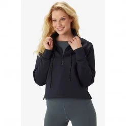 Lole Women's Spacer Half Zip Cropped Sweatshirt - Black Beauty