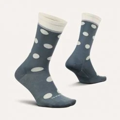 Feetures Socks Unisex Polka Dots Ultra Light Crew Sock - Vintage Blue