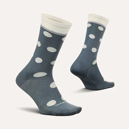 Feetures Socks Unisex Polka Dots Ultra Light Crew Sock - Vintage Blue 2 Feetures Socks Unisex Polka Dots Ultra Light Crew Sock - Vintage Blue