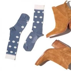 Feetures Socks Unisex Polka Dots Ultra Light Crew Sock - Vintage Blue 6 Feetures Socks Unisex Polka Dots Ultra Light Crew Sock - Vintage Blue