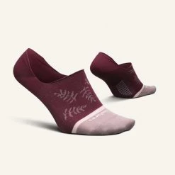 Feetures Unisex Everyday No Show - Fern Leaf Plum