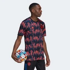 Adidas Men's Manchester United 21/22 Pre Match Jersey - Black/Shock Red Sustainability 11 Adidas Men's Manchester United 21/22 Pre Match Jersey - Black/Shock Red Sustainability