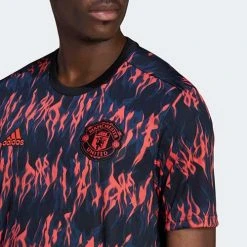 Adidas Men's Manchester United 21/22 Pre Match Jersey - Black/Shock Red Sustainability 12 Adidas Men's Manchester United 21/22 Pre Match Jersey - Black/Shock Red Sustainability