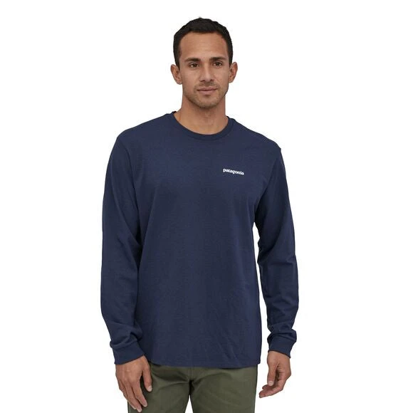 Patagonia Apparel Men's Long Sleeved P-6 Logo Responsibili-Tee Shirt - Classic Navy 2 Patagonia Apparel Men's Long Sleeved P-6 Logo Responsibili-Tee Shirt - Classic Navy