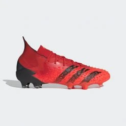 Adidas Unisex Predator Freak .1 Firm Ground Soccer Shoe - Red/Core Black/Solar Yellow