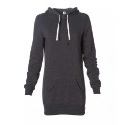 Gazelle Sports Women's She Runs Script + Heart On Sleeve Midweight Special Blend Hooded Pullover Dress - Carbon/Pink Dresses & Skirts