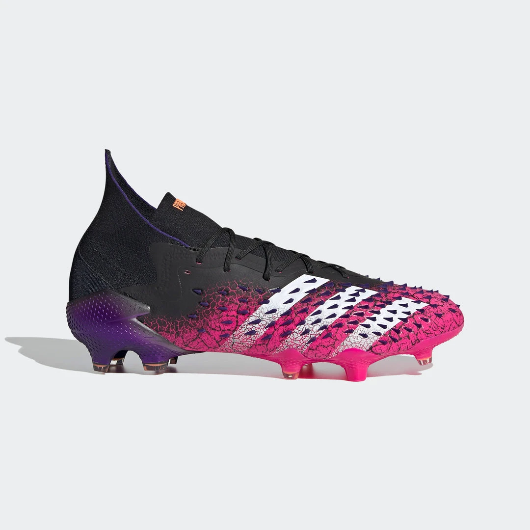 Adidas Unisex Predator Freak .1 Firm Ground Soccer Shoes - Core Black/Cloud White/Shock Pink