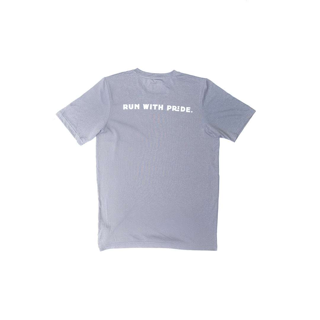 Gazelle Sports Apparel Unisex Run With Pride Short Sleeve Melange Shirt - Heather Grey 2 Gazelle Sports Apparel Unisex Run With Pride Short Sleeve Melange Shirt - Heather Grey