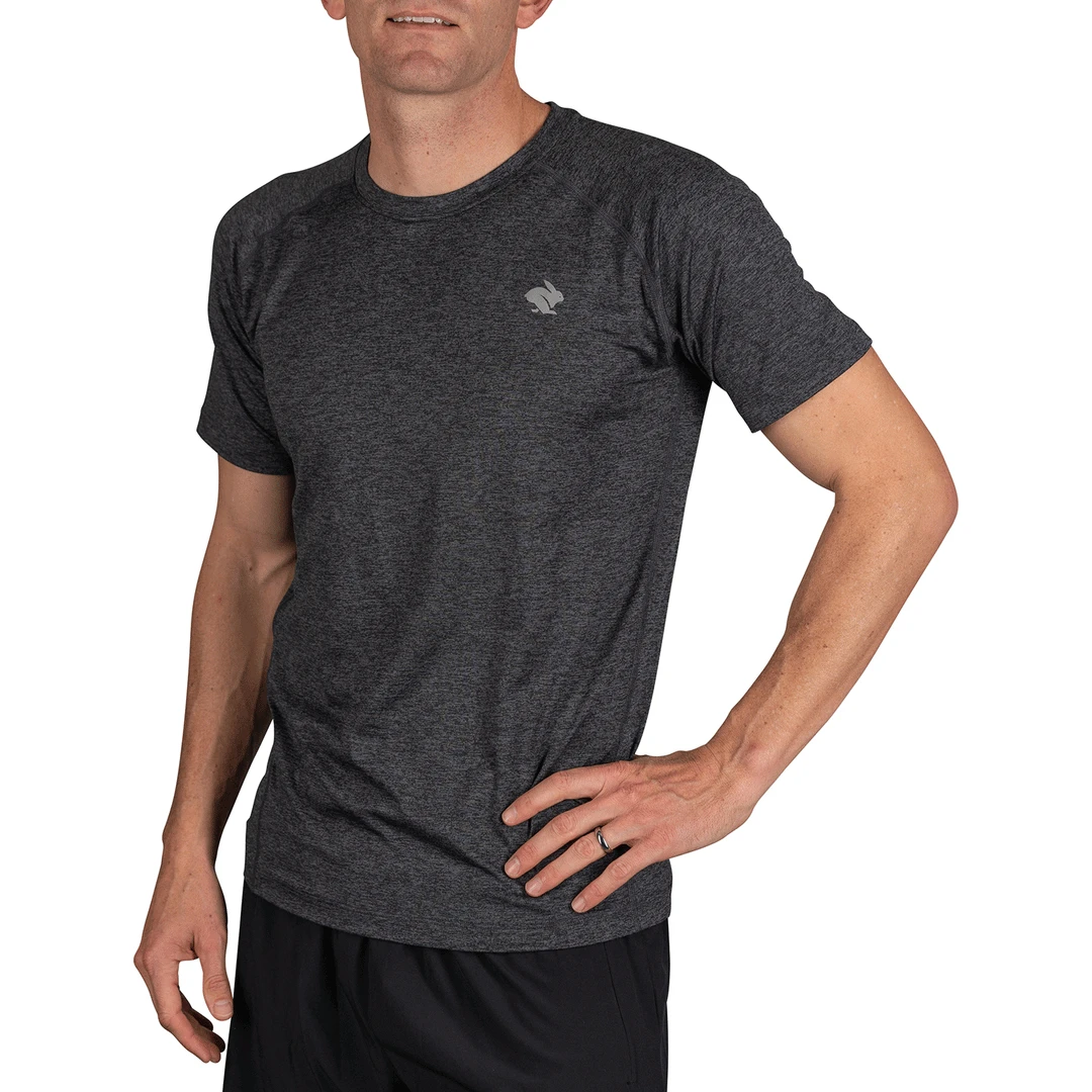 Rabbit Men's EZ Tee Short Sleeve Shirt - Black Heather Apparel 2 Rabbit Men's EZ Tee Short Sleeve Shirt - Black Heather Apparel