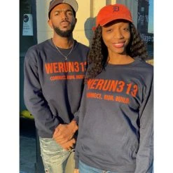 Unisex WeRun313 Crewneck Sweatshirt - Navy/Orange