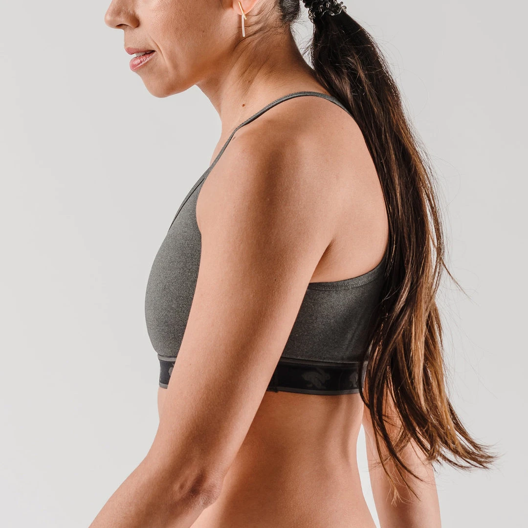 Rabbit Bras Women's Strappy Pocket Bra - Charcoal 3 Rabbit Bras Women's Strappy Pocket Bra - Charcoal