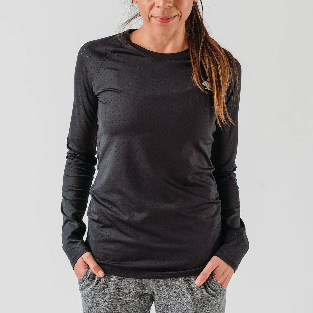 Rabbit Tops Women's EZ Tee Perf Long Sleeve - Black 1 Rabbit Tops Women's EZ Tee Perf Long Sleeve - Black