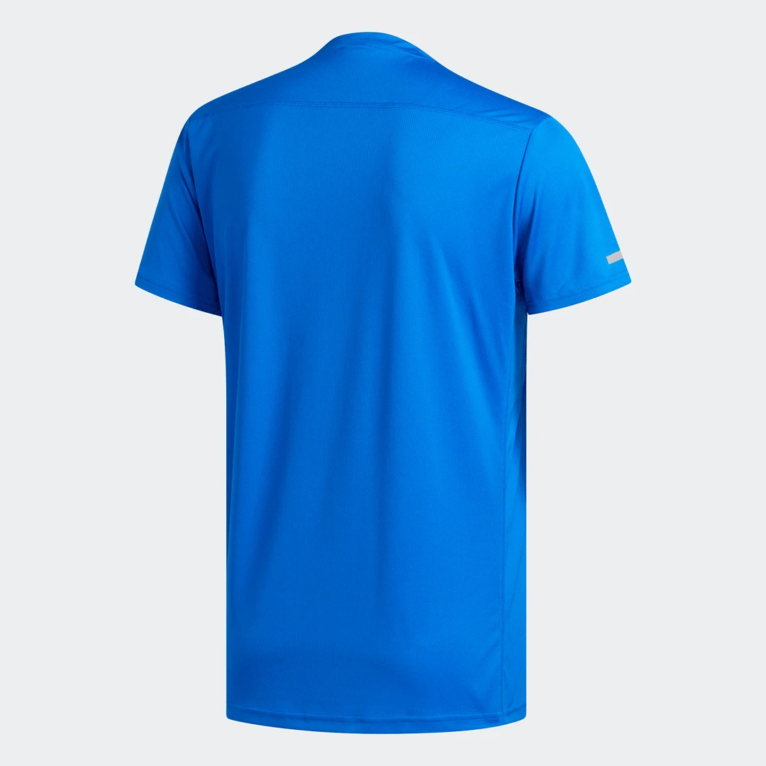 Adidas Tops Men's Run It 3-Stripes Tee - Glow Blue/White 2 Adidas Tops Men's Run It 3-Stripes Tee - Glow Blue/White