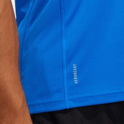 Adidas Tops Men's Run It 3-Stripes Tee - Glow Blue/White 12 Adidas Tops Men's Run It 3-Stripes Tee - Glow Blue/White