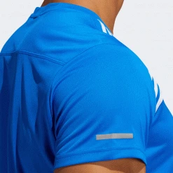 Adidas Tops Men's Run It 3-Stripes Tee - Glow Blue/White 13 Adidas Tops Men's Run It 3-Stripes Tee - Glow Blue/White