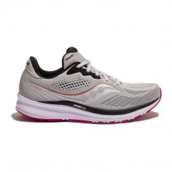 Saucony Women's Ride 14 Running Shoe - Fog/Cherry - Regular (B) Shoes