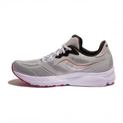 Saucony Women's Ride 14 Running Shoe - Fog/Cherry - Regular (B) Shoes