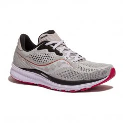 Saucony Shoes Women's Ride 14 Running Shoe - Fog/Cherry - Wide (D)