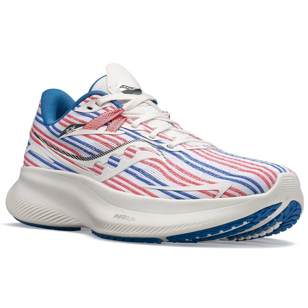 Saucony Shoes Women's Ride 15 Running Shoe- White/Blue/Red- Regular (B) 2 Saucony Shoes Women's Ride 15 Running Shoe- White/Blue/Red- Regular (B)