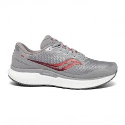 Saucony Men's Triumph 18 Running Shoe - Alloy/Red - Regular (D)