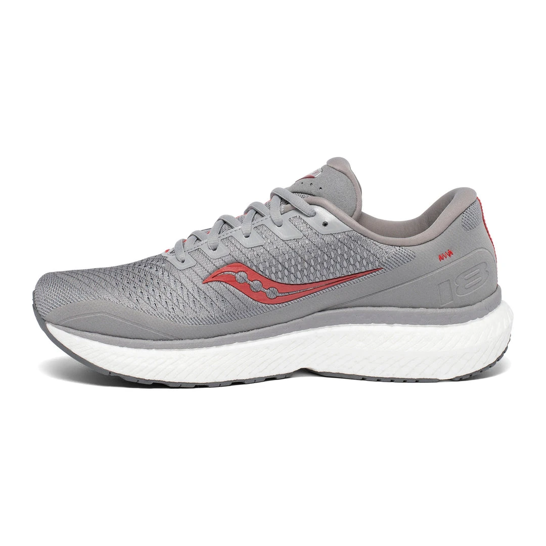 Saucony Men's Triumph 18 Running Shoe - Alloy/Red - Regular (D) 2 Saucony Men's Triumph 18 Running Shoe - Alloy/Red - Regular (D)