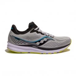 Saucony Men's Ride 14 Running Shoe - Fog/Black/Storm - Regular (D) Shoes