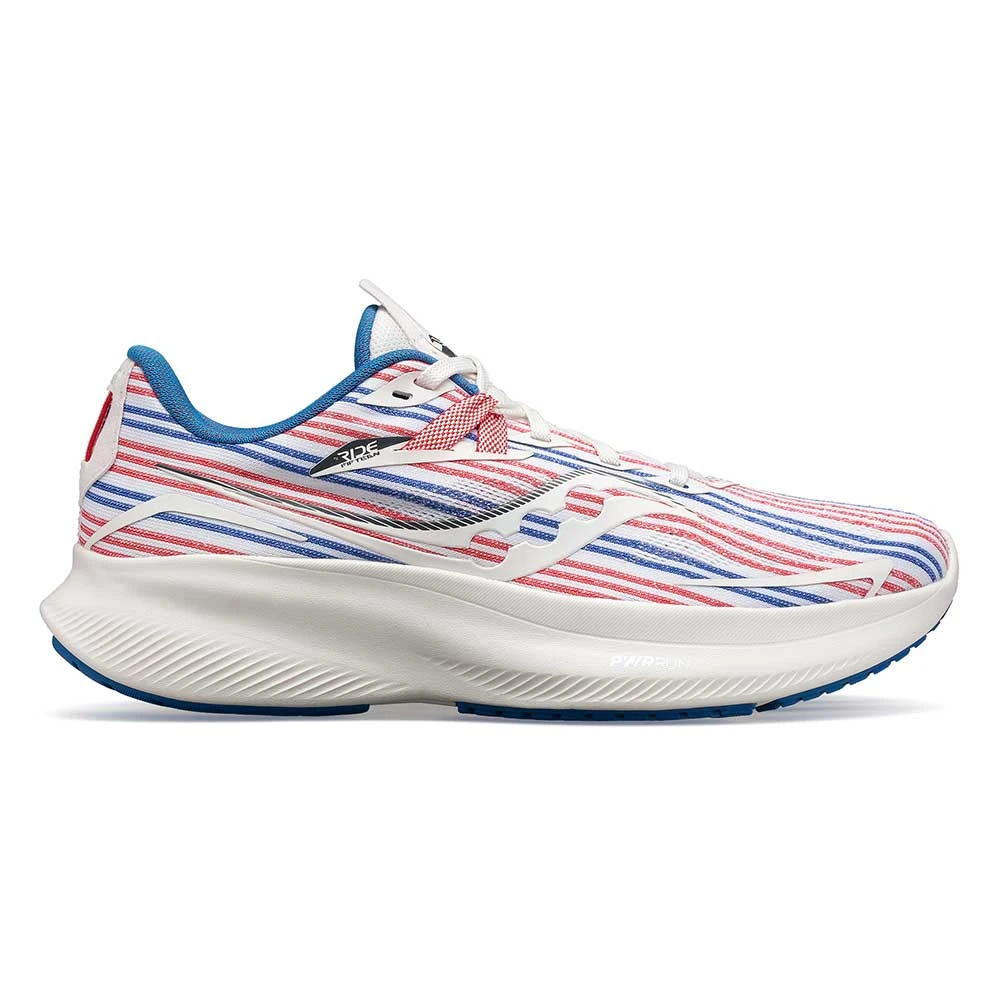 Saucony Men's Ride 15 Running Shoe- White/Blue/Red- Regular (D) 1 Saucony Men's Ride 15 Running Shoe- White/Blue/Red- Regular (D)