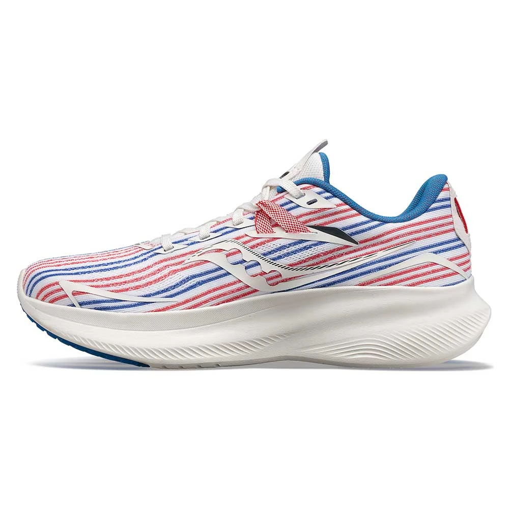 Saucony Men's Ride 15 Running Shoe- White/Blue/Red- Regular (D) 3 Saucony Men's Ride 15 Running Shoe- White/Blue/Red- Regular (D)