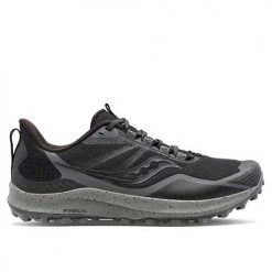 Saucony Men's Peregrine 12 Running Shoe - Black/Charcoal - Regular (D) Shoes
