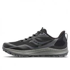 Saucony Men's Peregrine 12 Running Shoe - Black/Charcoal - Regular (D) Shoes