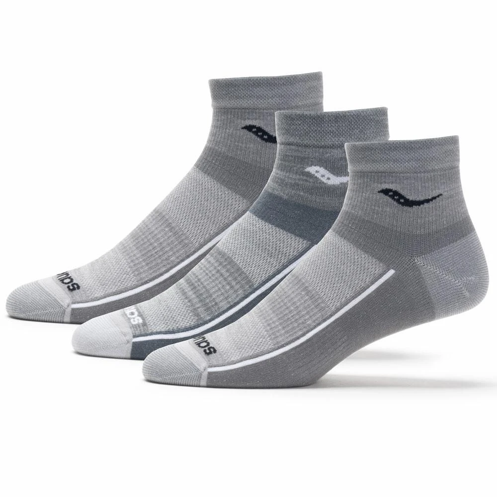 Saucony Unisex Inferno Ultralight Quarter 3-pack Socks - Grey Assorted 1 Saucony Unisex Inferno Ultralight Quarter 3-pack Socks - Grey Assorted