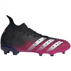 Adidas Unisex Predator Freak .2 Firm Ground Soccer Shoe - Core Black/Cloud White/Shock Pink