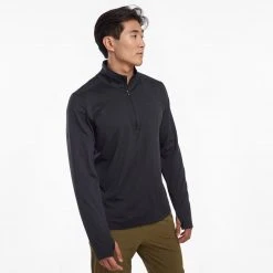 Saucony Tops Men's Sunday 1/4 Zip - Black Heather