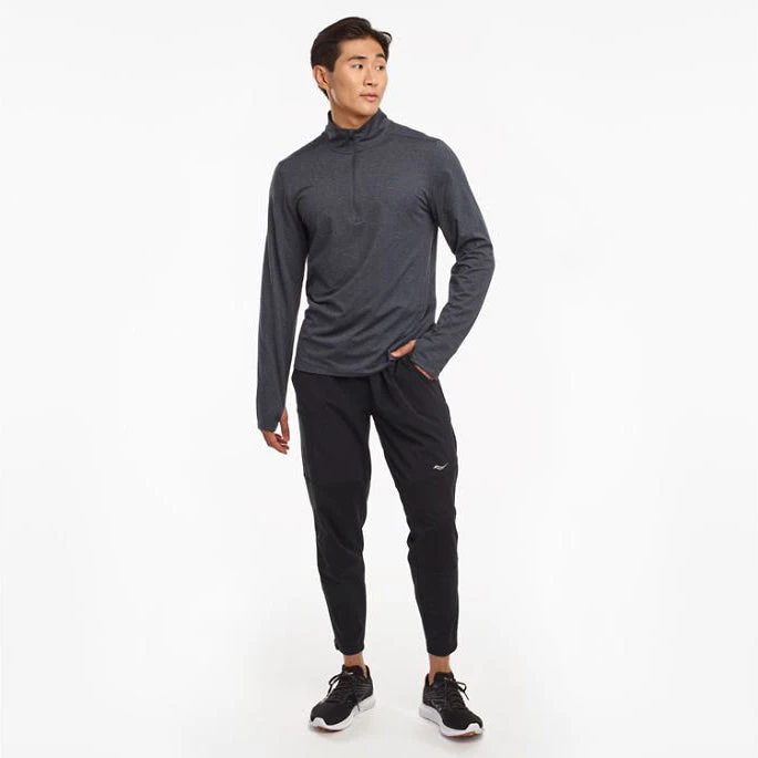 Saucony Tops Men's Sunday 1/4 Zip - Blue Nights Heather 3 Saucony Tops Men's Sunday 1/4 Zip - Blue Nights Heather