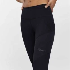 Saucony Women's Time Trial Crop Tight - Black Bottoms