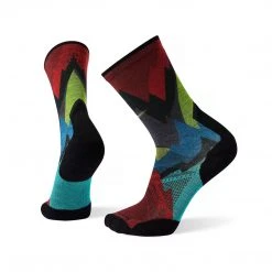 Smartwool Men's Athlete Edition Run Mountain Print Crew Socks - Multi Color