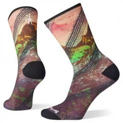 Smartwool Women's Bike Zero Cushion Mountain Print Crew Socks - Bright Coral