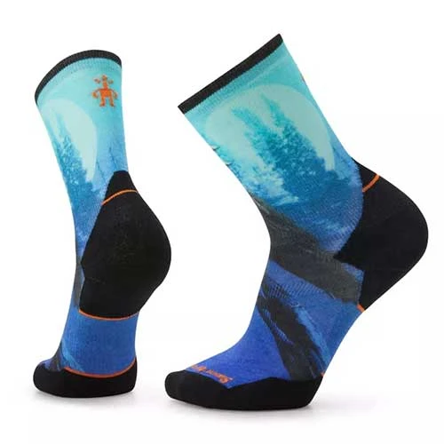 Smartwool Men's Athlete Edition Run Raven Print Crew Socks - Alpine Blue 1 Smartwool Men's Athlete Edition Run Raven Print Crew Socks - Alpine Blue